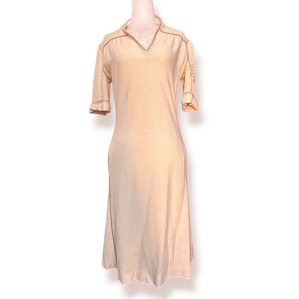 90s Louis Feraud Paris‎ Cream Knit Midi Dress Size 36 Minimalist Quiet Luxury